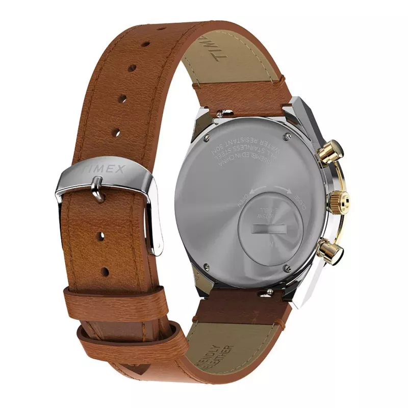Timex TW2W64400 Vyrų lauko laikrodis, 42 mm, juodas ciferblatas, rudas odinis dirželis