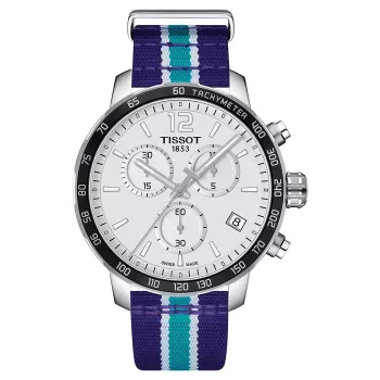 TISSOT PRS 516 Vyriškas Šveicariškas Kvarcinis Chronografo Laikrodis 42mm Sidabrinis Ciferblatas Rudo Odinio Dirželio T095417170373