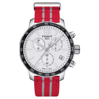 TISSOT T-Sport Chrono XL Classic Vyrų Laikrodis 42mm Sidabrinis Ciferblatas Mėlynas Tekstilinis Dirželis Šveicariškas Kvarcinis Chronografas T09541717037
