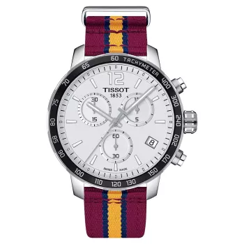 TISSOT T-Sport Quickster Chronograph vyrų laikrodis 42mm juodas ciferblatas NATO dirželis T0954171707