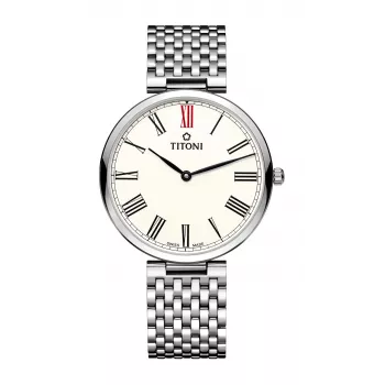 TITONI Airmaster vyrų laikrodis TQ52718S-608 37mm nerūdijantis plienas sidabrinis ciferblatas
