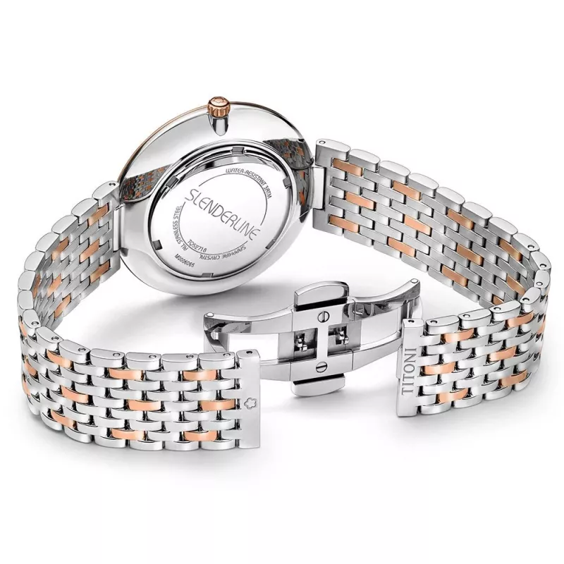 TITONI Airmaster vyriškas laikrodis TQ52718SRG606 37mm Šveicariškas kvarcinis sidabrinis ciferblatas rudas odinis dirželis