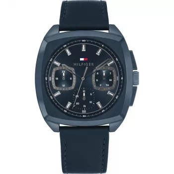 Tommy Hilfiger vyriškas analoginis kvarcinis laikrodis 1710558, 40 mm, mėlynas ciferblatas, ruda oda