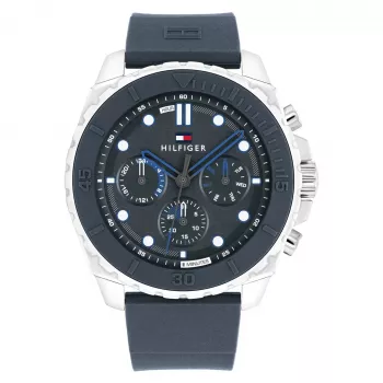 Tommy Hilfiger vyriškas laikrodis 1710687 analoginis kvarcinis 48 mm nerūdijančio plieno mėlynas ciferblatas