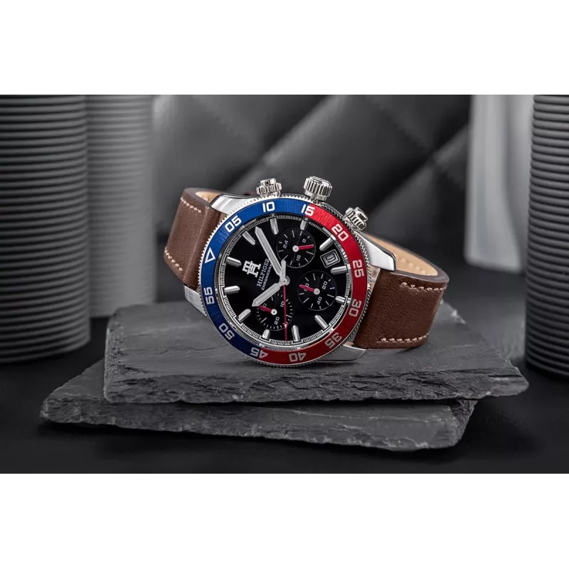 Vyriškas laikrodis Tommy Hilfiger Damon 1792166 40mm mėlynas ciferblatas ruda oda