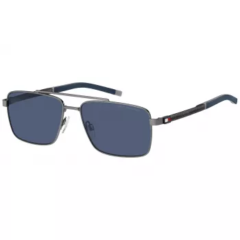 Tommy Hilfiger vyriški akiniai nuo saulės TH-2078-S-R80 – juodas rėmelis, pilki lęšiai 58/16/145 mm