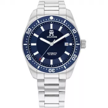 Tommy Hilfiger vyriškas laikrodis 1710591 40mm nerūdijančio plieno mėlynas ciferblatas ruda oda