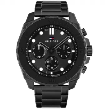 TOMMY HILFIGER Vyriškas laikrodis 1710690 49mm Mėlynas Silikoninis Nerūdijantis Plienas Kvarcinis