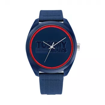 Tommy Hilfiger vyriškas laikrodis 1792041 45 mm mėlynu ciferblatu ir rudu odiniu dirželiu