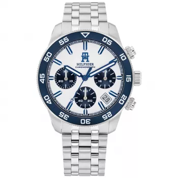Tommy Hilfiger vyriškas laikrodis 1792157 41mm mėlynas ciferblatas ruda oda