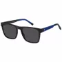 TOMMY HILFIGER TH-2144-S-D51 Vyriški stačiakampiai akiniai nuo saulės – juodas acetatinis rėmelis, pilki polikarbonatiniai lęšiai 55/19/145 mm