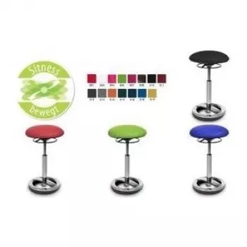 Topstar Sitness High Bob ergonominė kėdė, juoda poliesterio sėdynė, bepakopis aukščio reguliavimas 580-830 mm, poliruoto aliuminio žiedinis pagrindas, 110 kg apkrova SU59 BR0