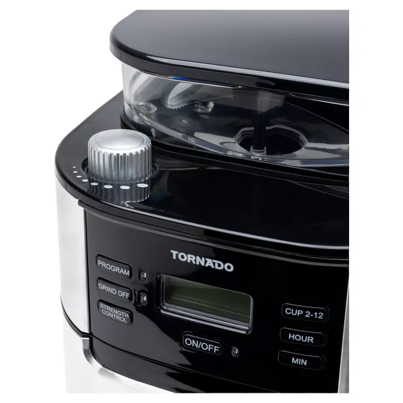 Tornado TCM1025A-GS Kavos virimo aparatas su malūnėliu, 1.25L, 1000W, nerūdijančio plieno/juodos spalvos