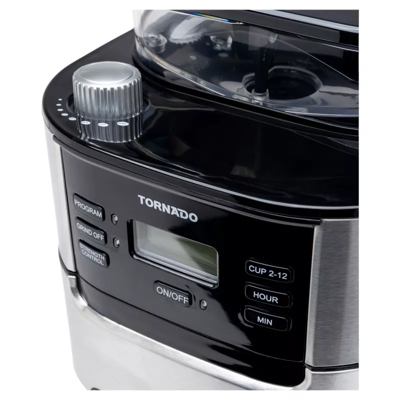 Tornado TCM1025A-GS Kavos virimo aparatas su malūnėliu, 1.25L, 1000W, nerūdijančio plieno/juodos spalvos