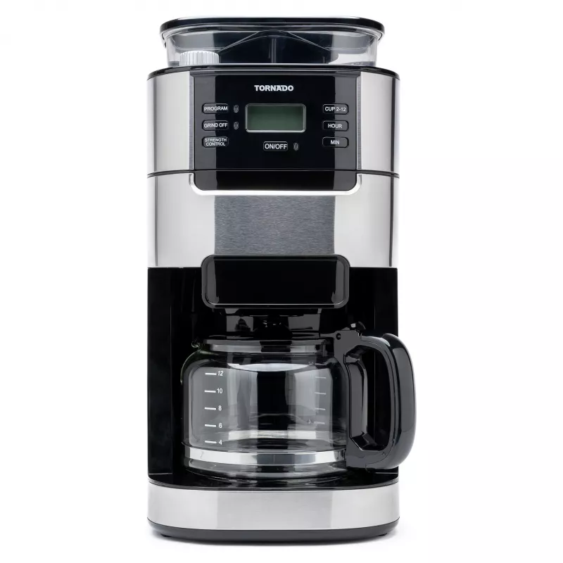 Tornado TCM1025A-GS Kavos virimo aparatas su malūnėliu, 1.25L, 1000W, nerūdijančio plieno/juodos spalvos