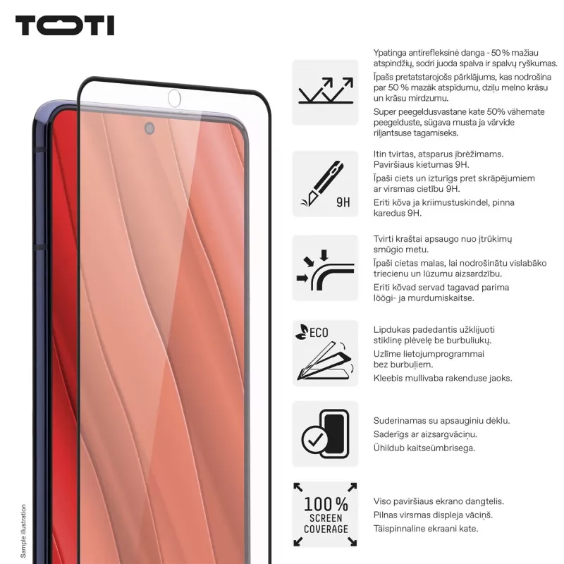 TOTI PREMIUM 3D grūdinto stiklo ekrano apsauga Full Cover, skirta Samsung Galaxy S25 Ultra