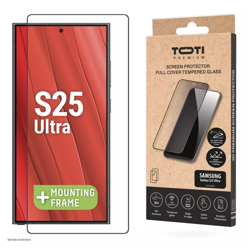 TOTI PREMIUM 3D grūdinto stiklo ekrano apsauga Full Cover, skirta Samsung Galaxy S25 Ultra