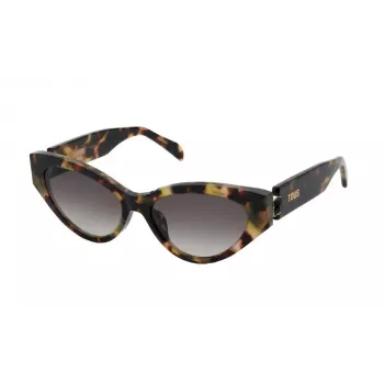TOUS Moteriški Akiniai Nuo Saulės STOB84V5501GQ Kačių Akies Formos Acetatas Havana Ruda Gradientiniai Lęšiai 55mm