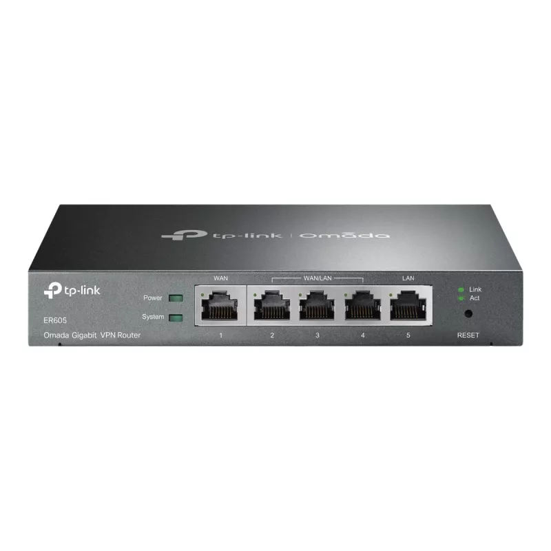 TP-LINK ER605 SafeStream maršrutizatorius – Gigabit VPN maršrutizatorius su 4 prievadų jungikliu, 3 WAN prievadais, montuojamas ant sienos