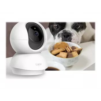 TP-Link Tapo C200 Pan/Tilt belaidė vaizdo kamera, 1080p Full HD, 360° pan, 114° tilt, naktinis matymas, dvipusis garsas, microSD lizdas, veikia su Alexa ir Google Assistant, balta
