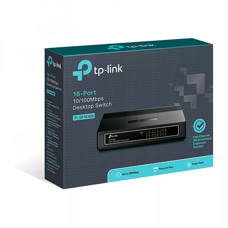 TP-Link TL-SF1016D 16 prievadų 10/100 Fast Ethernet darbalaukio komutatorius