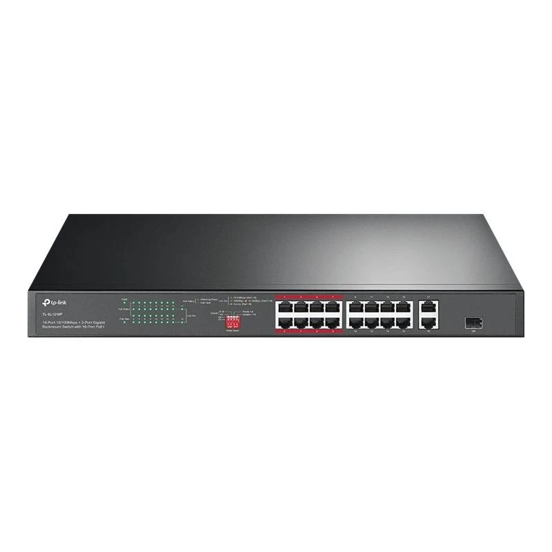 TP-Link TL-SL1218P 18 prievadų Fast Ethernet PoE+ valdiklis su 2 Gigabit ir 1 SFP