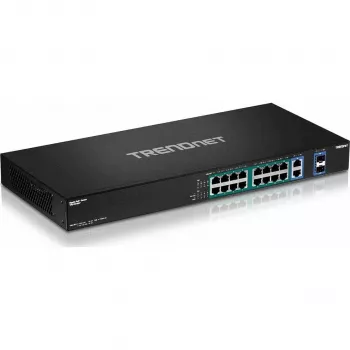 TRENDnet TPE-TG182F 18 prievadų Gigabit High Power PoE+ komutatorius, 16 PoE+ prievadų, 240W biudžetas, 2 uplink, montuojamas į rack