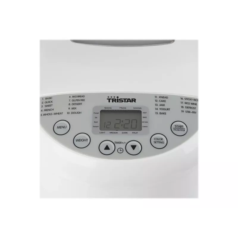 Tristar BM-4586 duonos kepimo mašina, 550 W, 19 programų, 750 g–900 g, LCD ekranas, nelipni forma, juoda