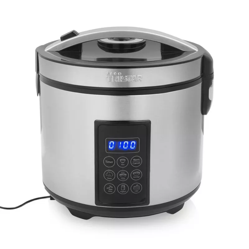 Tristar RK-6138 Skaitmeninis ryžių ir garų puodas, 1,5 l, 500 W, nerūdijantis plienas ir plastikas, juodos spalvos