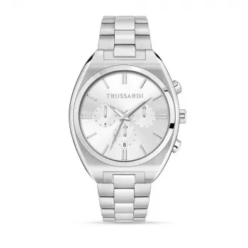 Trussardi vyriškas kvarcinis laikrodis R2453159003 44mm mėlynu ciferblatu, nerūdijantis plienas