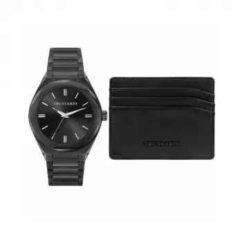 Trussardi vyriškas laikrodis R2453156007 42mm mėlynas ciferblatas rudos odos dirželis
