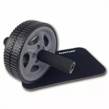 Tunturi Exercise Wheel Deluxe 14TUSFU270 – Ab Ratinukas su Kelio Pagalvėle, Ergonomiškos Rankenos, 180 mm Ratas, Juoda/Raudona