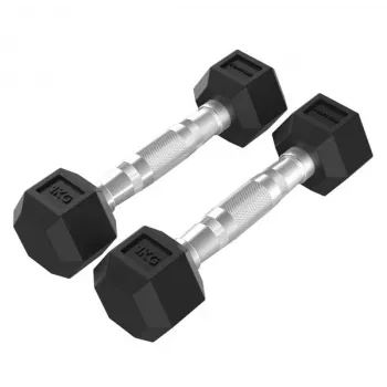 Tunturi Platinum Hex Rubber Dumbbell, 1kg, pora