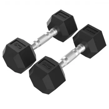 Tunturi Platinum Hex Rubber Dumbbell, 5 kg, pora