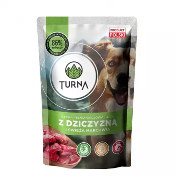 TURNA su žvėriena – šlapias šunų maistas – 400g
