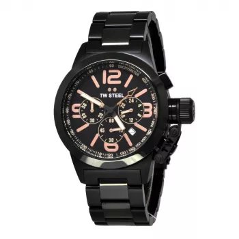 TW STEEL MAN TW312 40mm Kvarcinis Chronografas Juodu Ciferblatu Odiniu Dirželiu