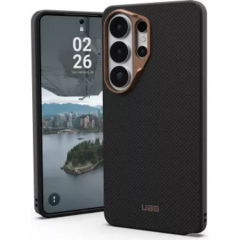 UAG Urban Armor Gear FIBR ARMR dėklas su magnetiniu moduliu, skirtas „Samsung Galaxy S26 Ultra“, juodas/bronzinis