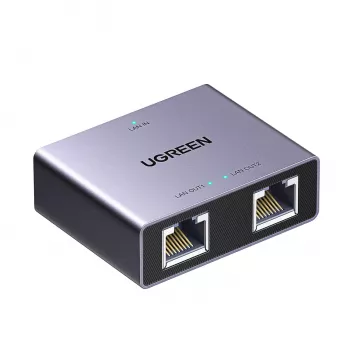UGREEN 1-to-2 Gigabit Ethernet skirstytuvas, 1000Mbps LAN tinklo adapteris, RJ45 kištukas į 2 lizdus, pasyvus, juodas