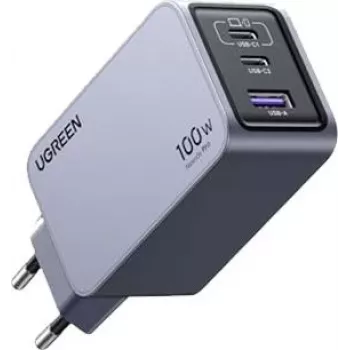 UGREEN 100W GaN Tech Nexode Pro greitas sieninis įkroviklis, 1x USB-A ir 2x USB-C, Space Grey (15203)