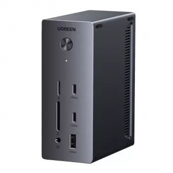 UGREEN 14-in-1 USB-C Docking Station su dviem DisplayPort, HDMI, 100W PD, Gigabit Ethernet, SD/TF kortelių skaitytuvais ir 3.5mm garso išvestimi