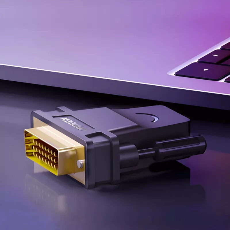 UGREEN 20124-20124 DVI (24+1) vyriškas į HDMI moterišką adapterį - juodos spalvos