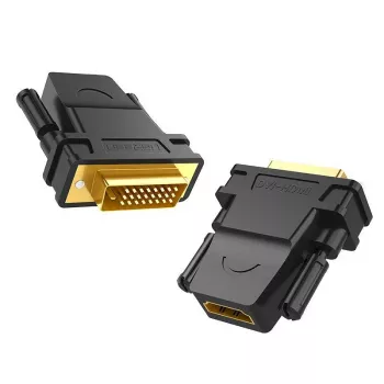 UGREEN 20124-20124 DVI (24+1) vyriškas į HDMI moterišką adapterį - juodos spalvos