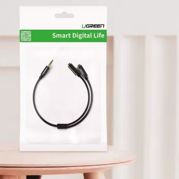 UGREEN 3.5mm ausinių skirstytuvas AUX Y-Splitter 25cm juodas (20816)