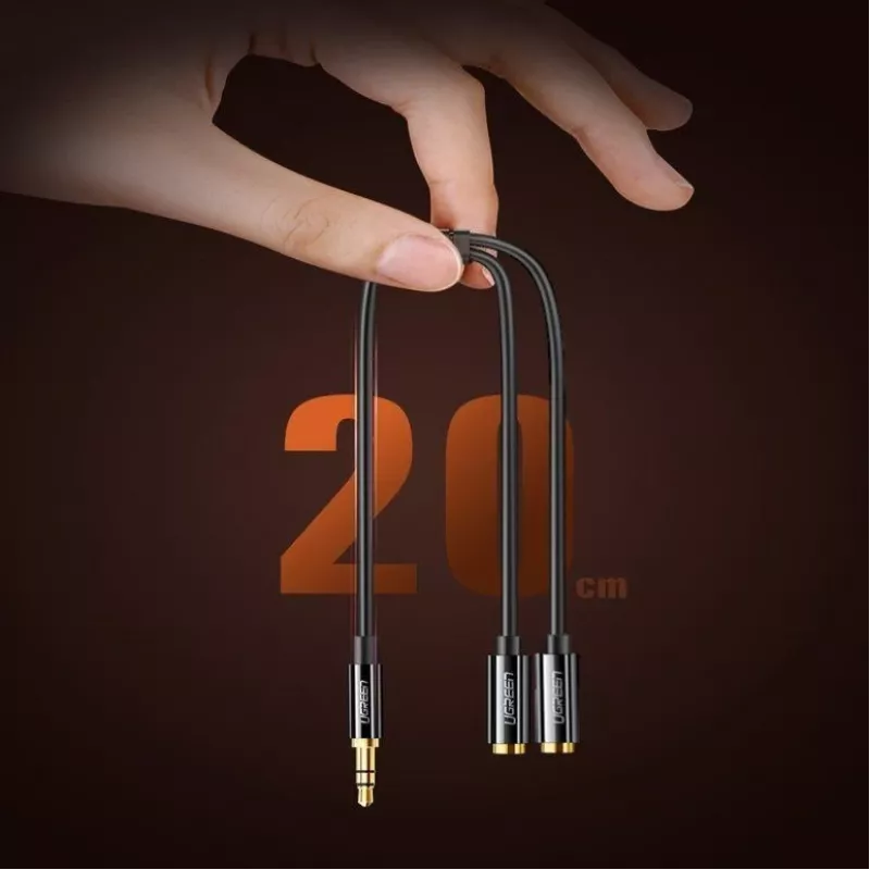 UGREEN 3,5mm ausinių skirstytuvas AUX Y-Splitter 25cm juodas (20816)