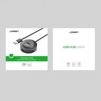 UGREEN 4-in-1 USB 2.0 Hub (20777) - juodas