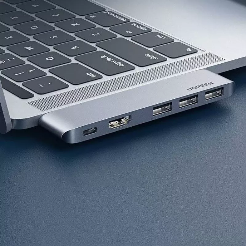 UGREEN 60559 5-in-2 USB-C šakotuvas, skirtas MacBook Pro/Air, USB-C PD 100W, HDMI 4K, 3x USB 3.0