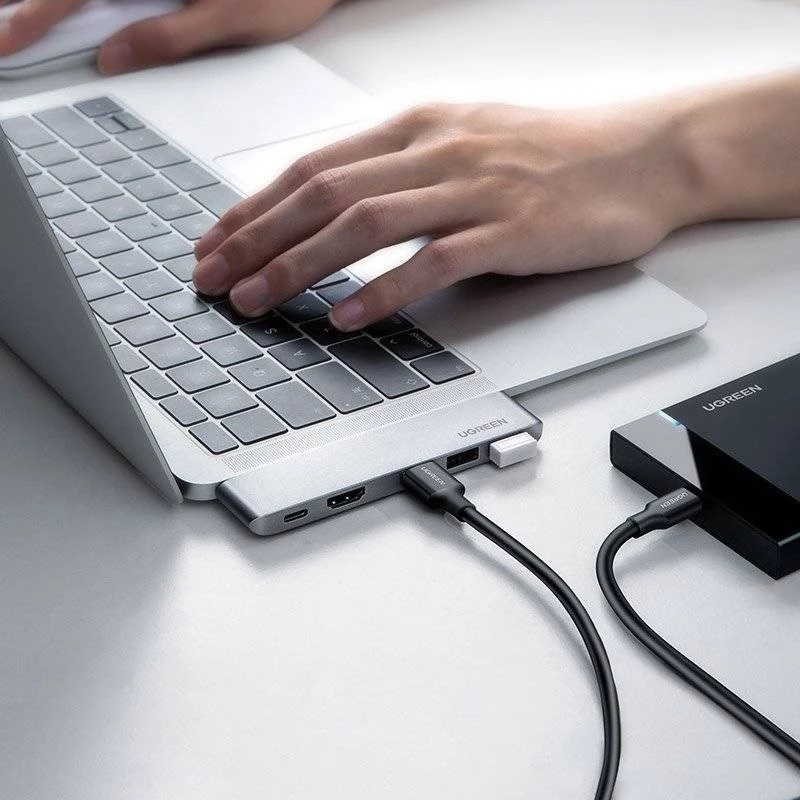 UGREEN 60559 5-in-2 USB-C šakotuvas, skirtas MacBook Pro/Air, USB-C PD 100W, HDMI 4K, 3x USB 3.0