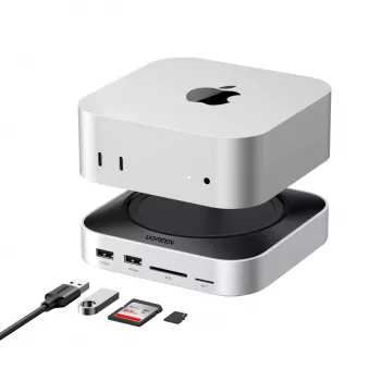 UGREEN 65487 USB-C 11-in-1 prijungimo stotelė, skirta Mac Mini M4/M4 Pro, su M.2 SSD korpusu, Space Grey