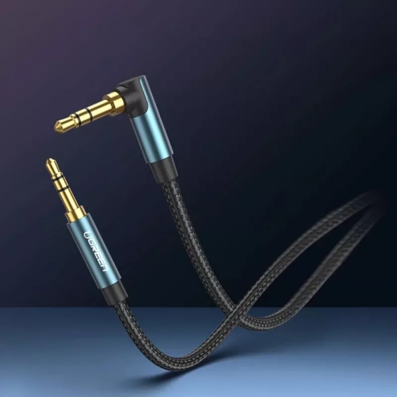 UGREEN Angled AUX Cable 2 x Mini Jack 3,5 mm 1,5m Blue (AV112)