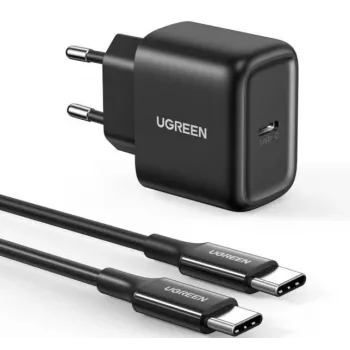 UGREEN CD250 25W USB-C sieninis įkroviklis su USB-C į USB-C laidu 2m, juodas